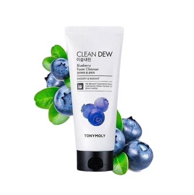 Очищающая пенка для умывания с экстрактом черники TONYMOLY CLEAN DEW Blueberry Foam Cleanser.