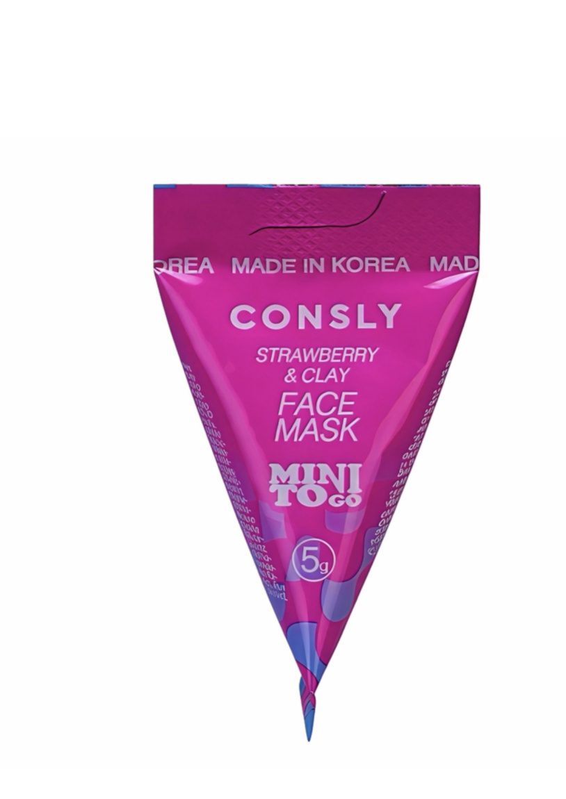 Consly Маска для лица с оксидом цинка и каолином Mini To Go Strawberry & Clay Face Mask