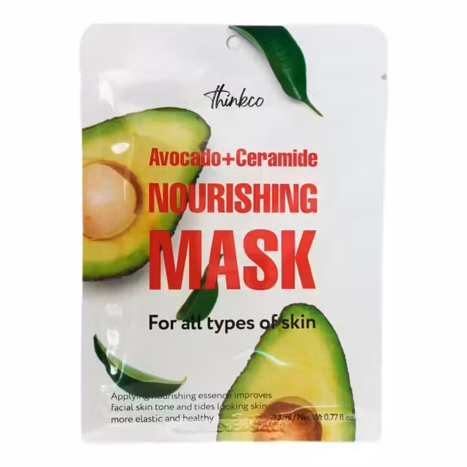 Thinkco Тканевая маска с авокадо и церамидами (питательная), Avocado+Ceramide Nourishing Mask Pack