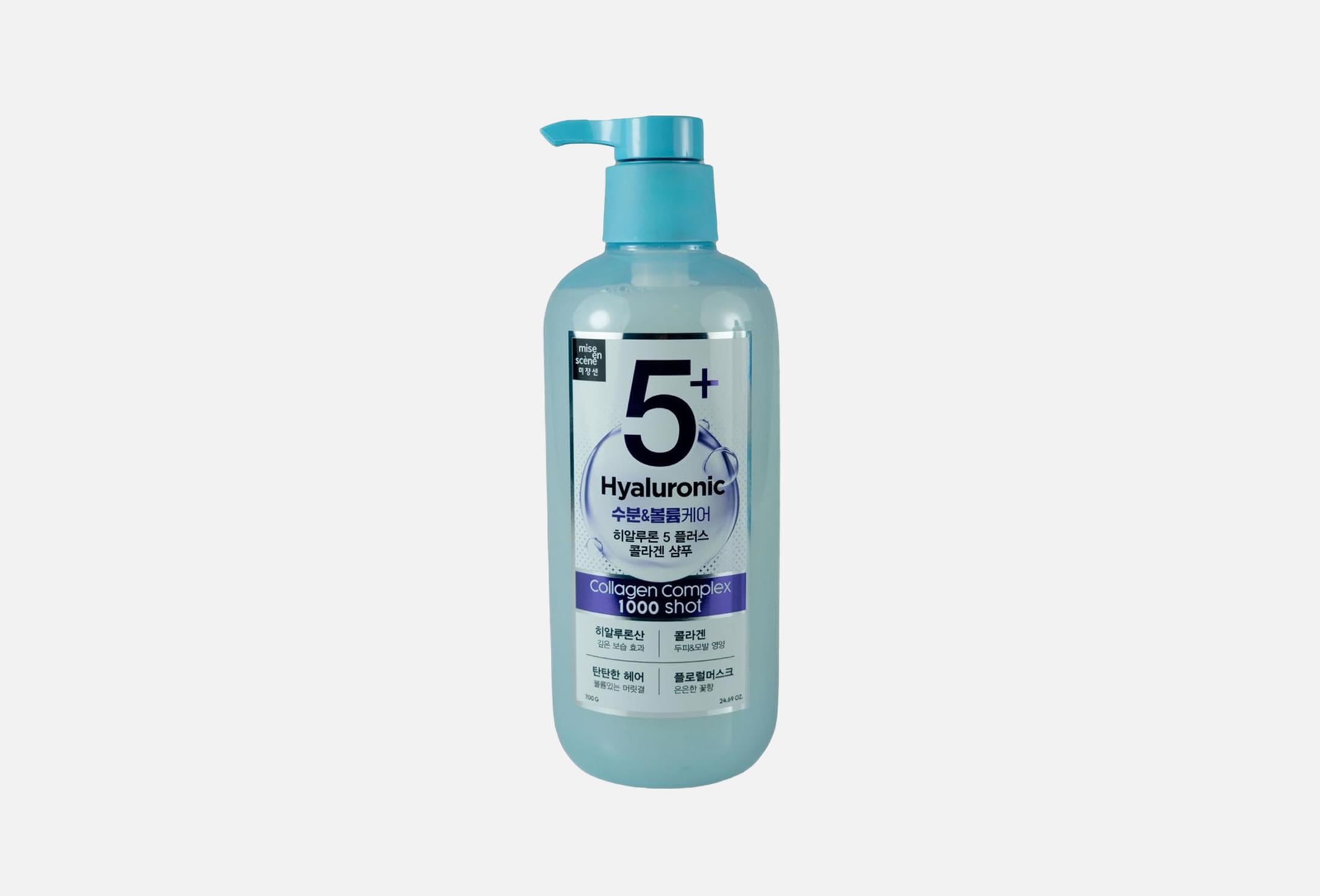 Шампунь для увлажнения и объема волос MISE EN SCENE HYALURONIC 5 PLUS COLLAGEN SHAMPOO.