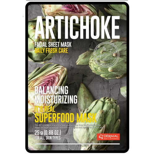 Тканевая маска It's Real Superfood Mask с экстрактом артишока DERMAL It's Real Superfood Mask ARTICHOKE