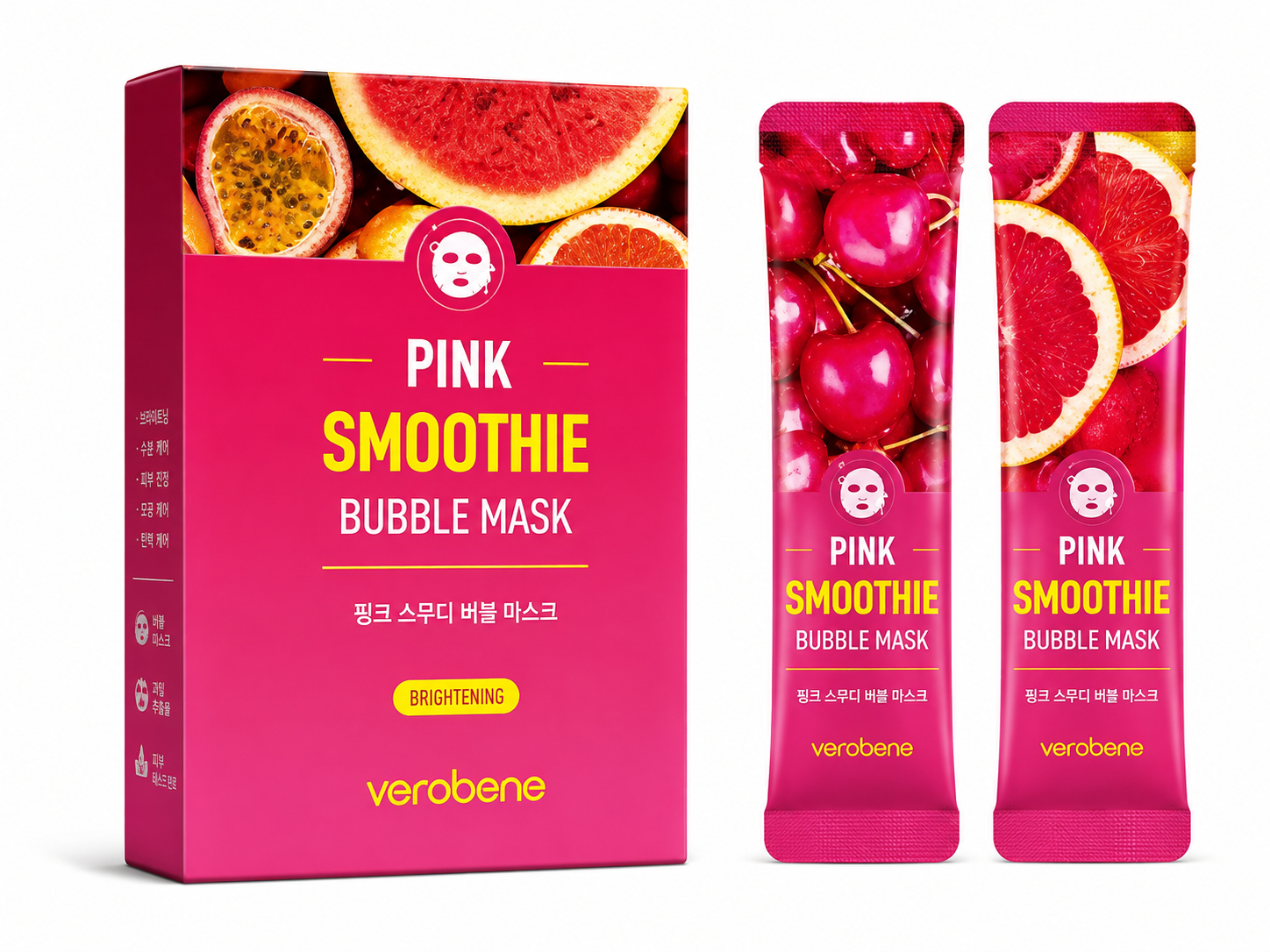 Пузырьковая маска смузи Verobene Pink Smoothie Bubble Mask.