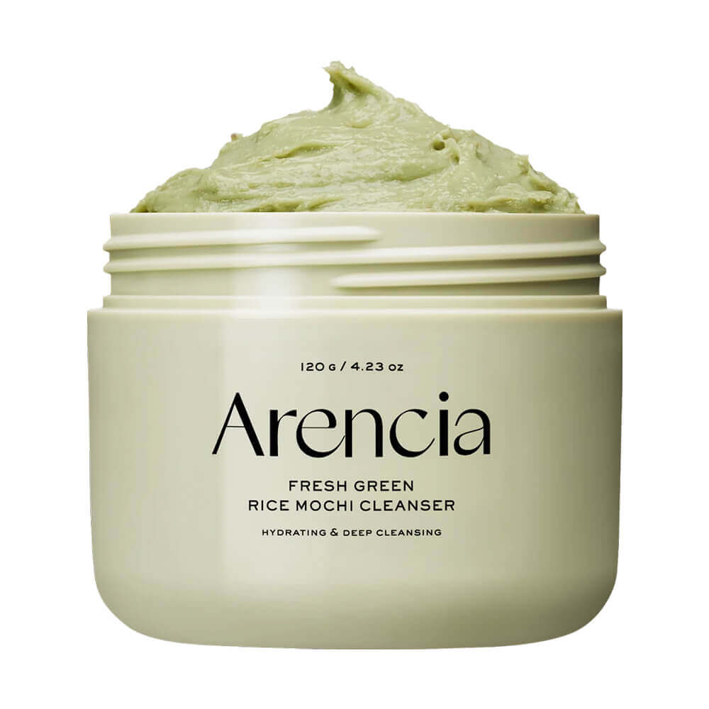 Очищающее средство с зелёным чаем и центеллой Arencia Fresh Green Rice Mochi Cleanser.