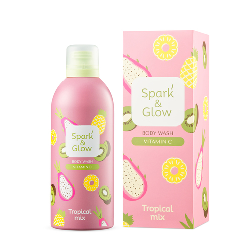 Spark’&Glow Гель-пена для душа с ароматом тропических фруктов — Tropical mix body wash, 350мл