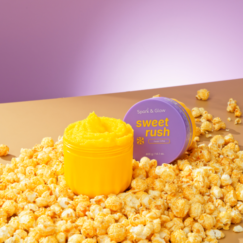 Spark'&Glow Скраб для тела с ароматом соленой карамели - Body scrub purple toffee scent, 400г