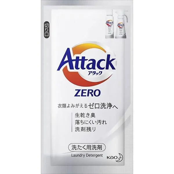 KAO «Attack Zero» Жидкое средство для стирки, суперконцентрат, для любых типов стиральных машин, дорожный формат, 7 пакетиков х 10 г.