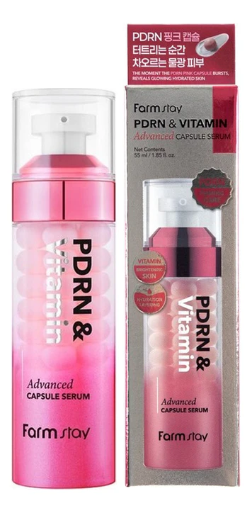 Farm Stay Омолаживающая сыворотка для лица PDRN & Vitamin Advanced Capsule Serum 55мл Подробнее: https://randewoo.ru/product/omolazhivayuschaya-syvorotka-dlya-litsa-vitamin-advanced-capsule-serum-55-ml