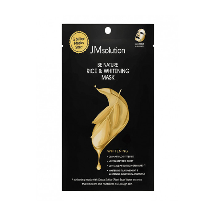 JMsolution Осветляющая тканевая маска для лица с водой из рисовых отрубей Be Nature Rice & Whitening Mask (24 мл)