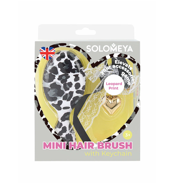 Массажная мини-расческа с подвеской Solomeya Mini Hair Brush With Keychain, Леопардовая