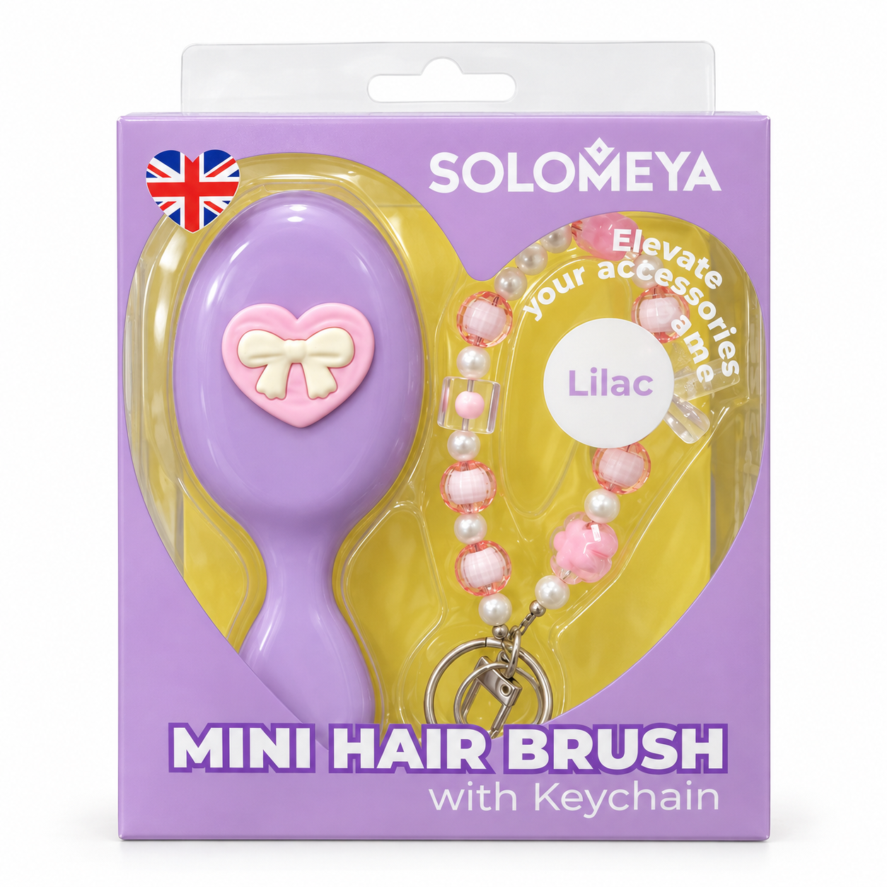 Solomeya Массажная мини-расческа  для волос с подвеской, Лиловая