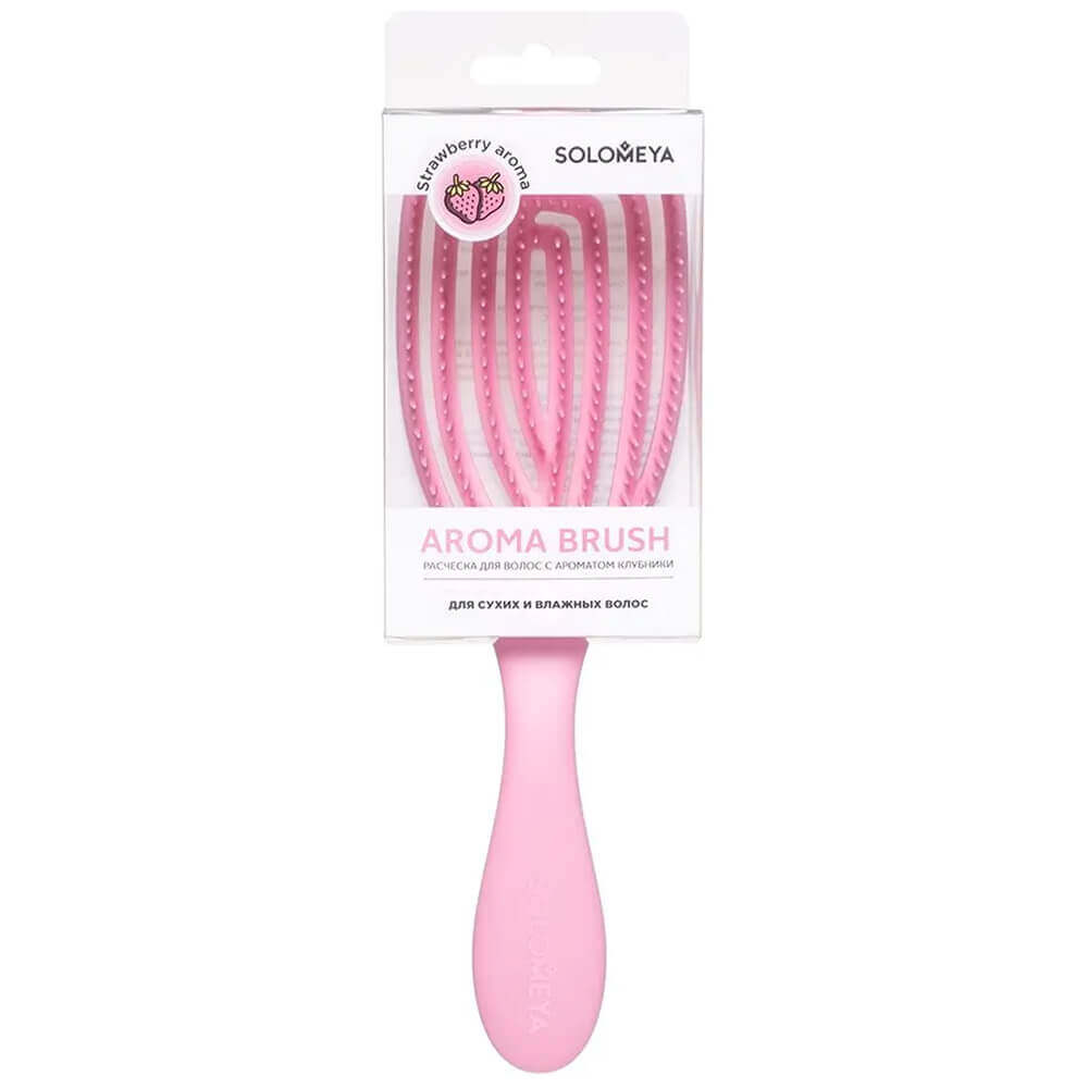 Массажная расчёска с ароматом клубники Solomeya Wet Detangler Brush Oval Strawberry