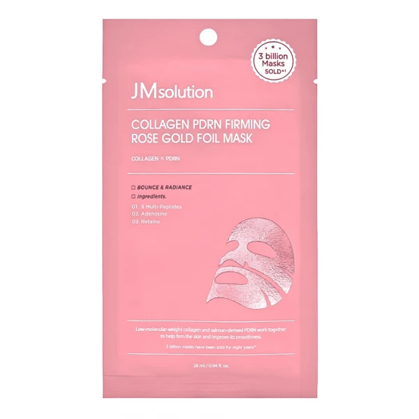 JMsolution Укрепляющая тканевая маска для лица с PDRN и коллагеном Collagen PDRN Firming Rose Gold Foil Mask