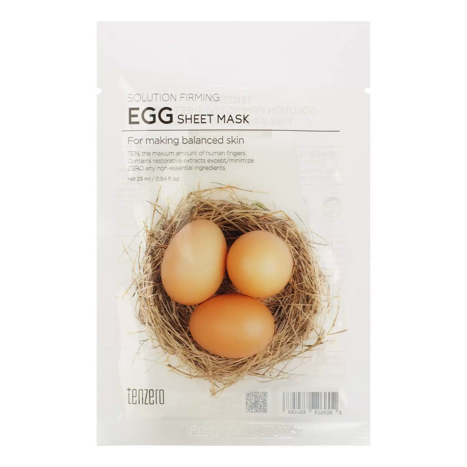 TENZERO Тканевая маска для сужения пор Solution Firming Egg Sheet Mask 25мл