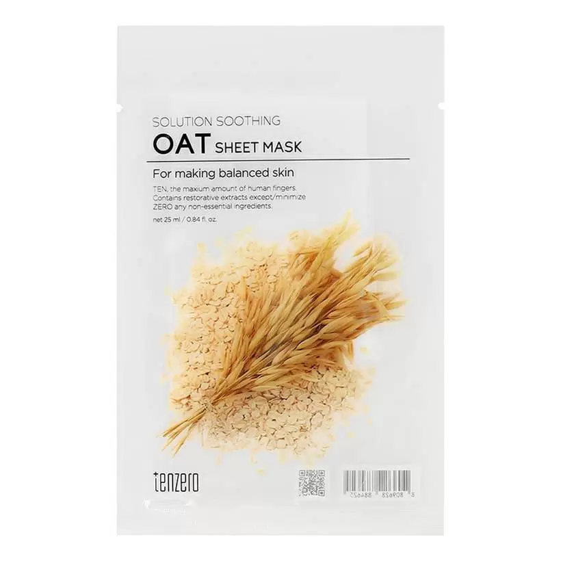 TENZERO Тканевая маска для лица с экстрактом овса Solution Soothing Oat Sheet Mask 25мл Подробнее: https://randewoo.ru/product/tkanevaya-maska-dlya-litsa-s-ekstraktom-ovsa-solution-soothing-oat-sheet-mask-25ml?ysclid=mv3gwzgija415523869